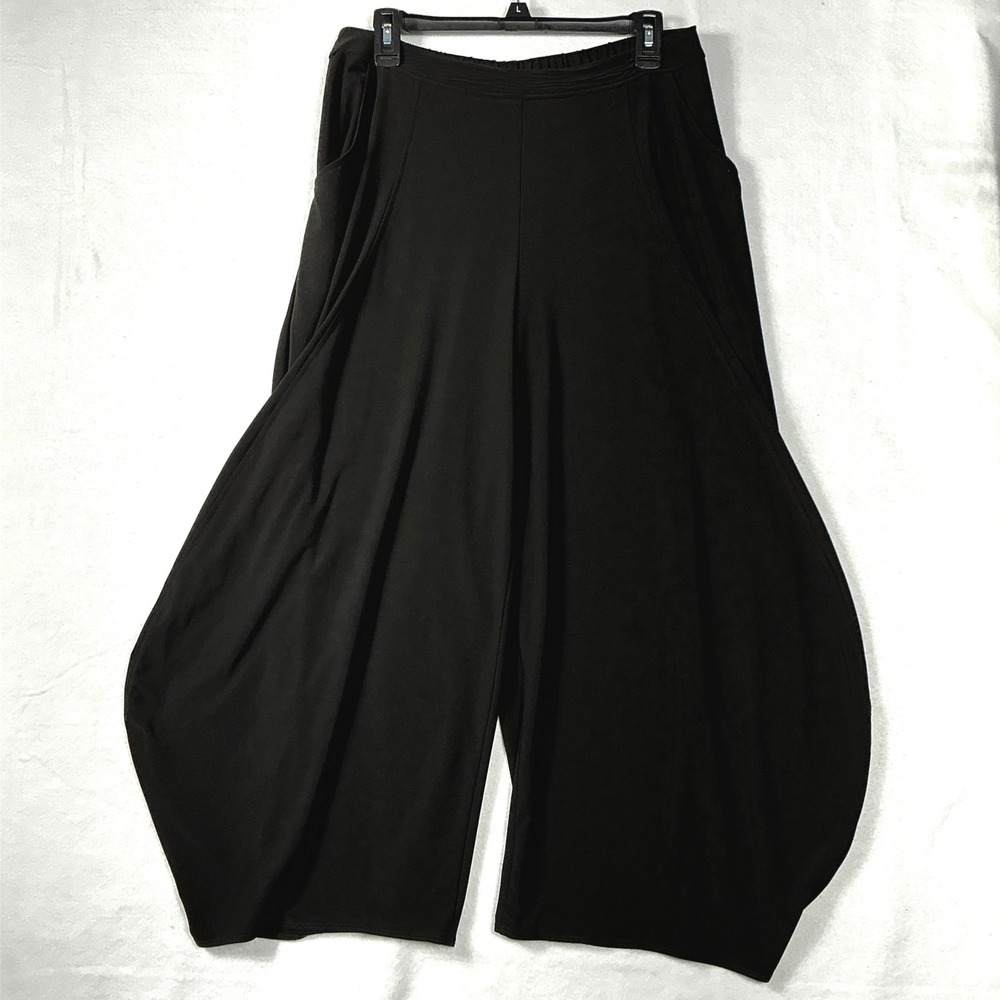 Sun Kim Size M Black Tulip Balloon Stacy Ankle Pants Stretch Travel Lagenlook - Picture 9 of 13